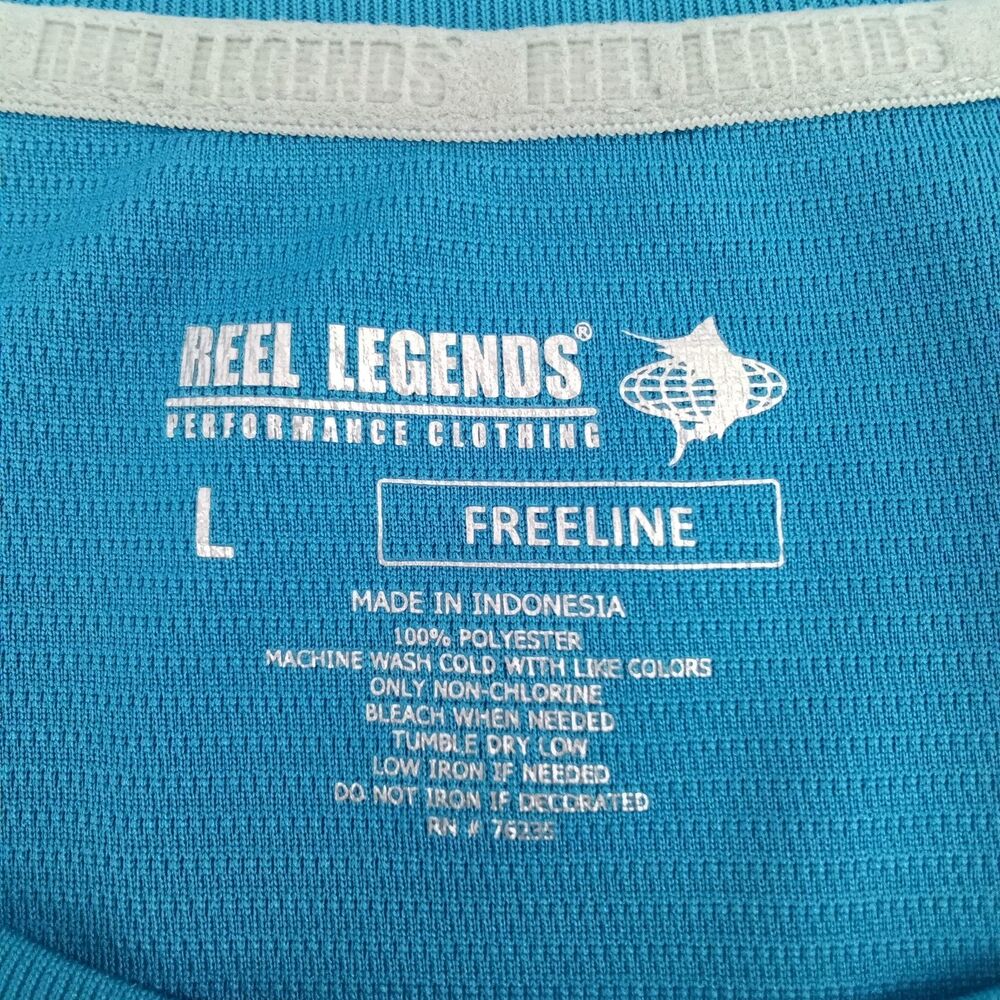 Reel Legends Shirt Women Large Teal Blue Short Sleeve Casual Top Outdoor Hiking - Picture 5 of 5
